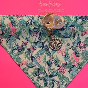 Lilly Pulitzer Dog Collar with Bandana in Barking Up The Palm Tree